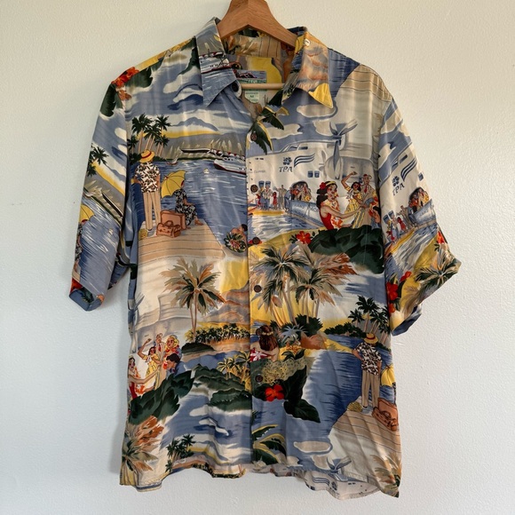 Vintage Reyn Spooner Hawaiian Shirt Mens Medium Beach Aloha TPA Rayon Button Up